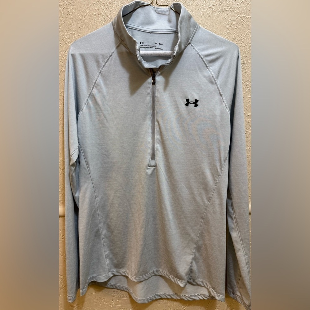 Under Armour Women’s 1/4 Zip Heatgear Light Gray Size Large Long Sleeve Shirt